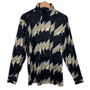 Vintage 70s McGregor Mens Disco Shirt Geometric Retro Mod Funky Rockabilly M